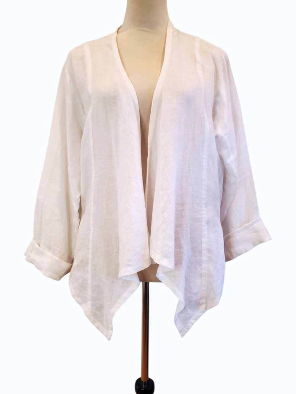 AP.NY Linen Jacket Open Front Lightweight Jacket in White